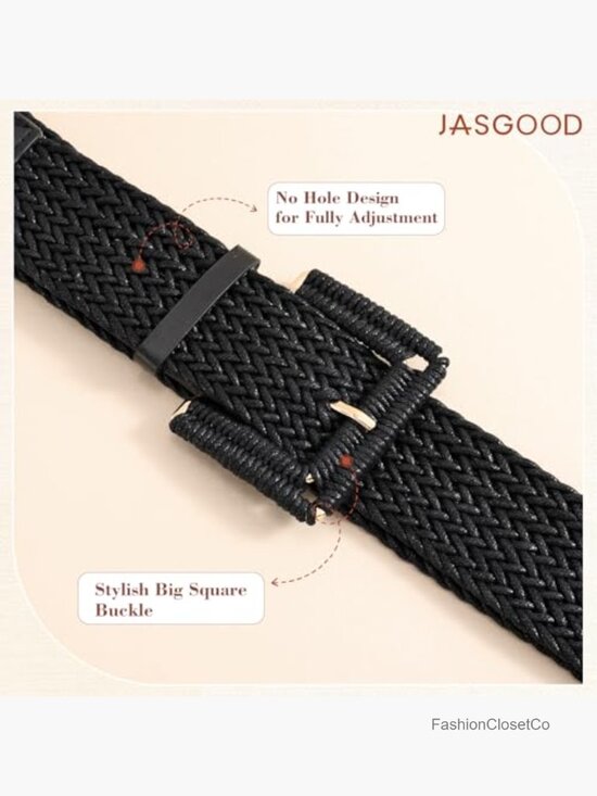 Wide Woven Belt for Dresses Rattan Waist Belt Braided Boho with Square Buckle main image 4